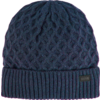 Dunkelblaue gestrickte Wintermütze mit Muster und Umschlag