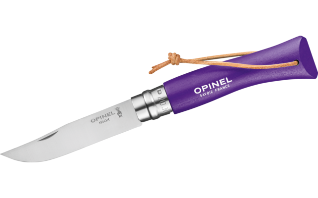 Opinel N°07 Colorama Sport Taschenmesser mit Lederkordel Klingenlänge 8 cm violett
