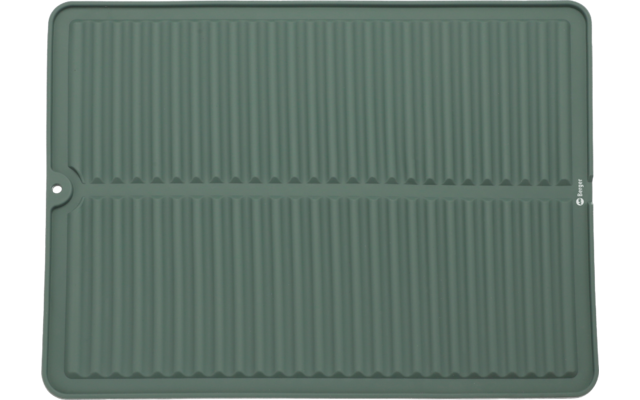 Grünes rechteckiges Plastiktablett mit Rillen