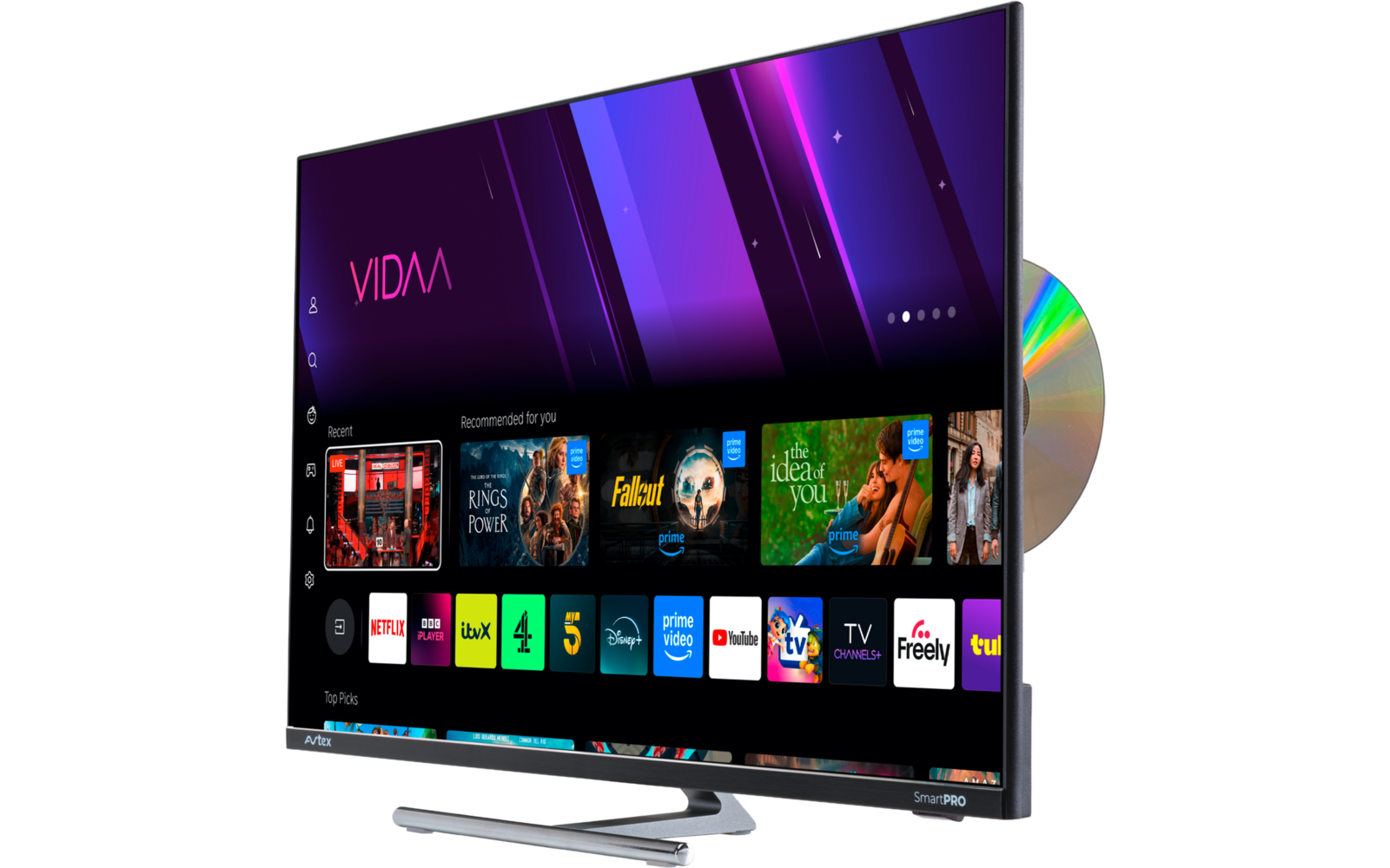 Produktbild Avtex SmartPro FHD TV f&uuml;r Wohnmobil und Caravan mit DVD-Player / Vidaa Plattform 12 V / 24 V / 240 V 1