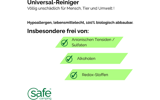 Immagine del prodotto Safe Camping Universal-Reiniger f&uuml;r Caravan, Wohnmobil und Zubeh&ouml;r 1