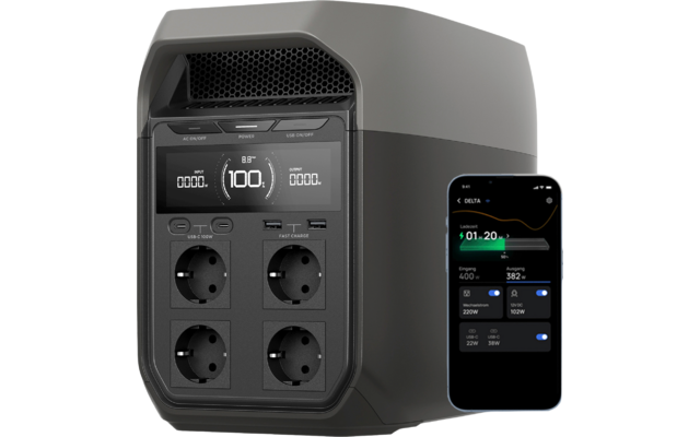 Produktbild EcoFlow Delta 3 Tragbare Powerstation 1 kWh 1.800 W 1