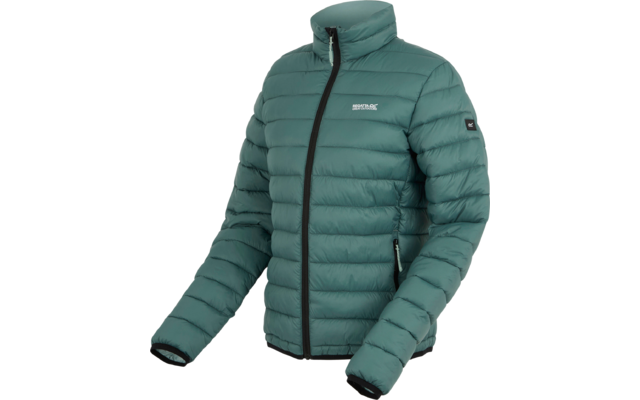 Grüne Steppjacke mit Reißverschluss und langen Ärmeln