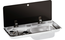 CAN 2-pits gaskookplaat + spoelbak 766 x 354 x 150 mm