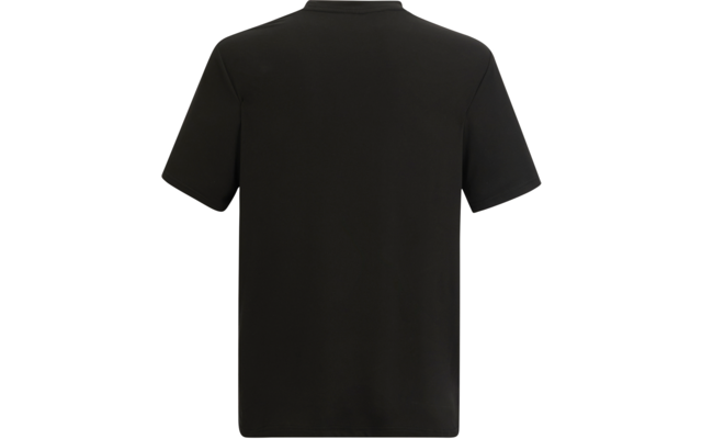 Schwarzes T-Shirt, Rückansicht, kurze Ärmel, Rundhalsausschnitt, unbedruckt