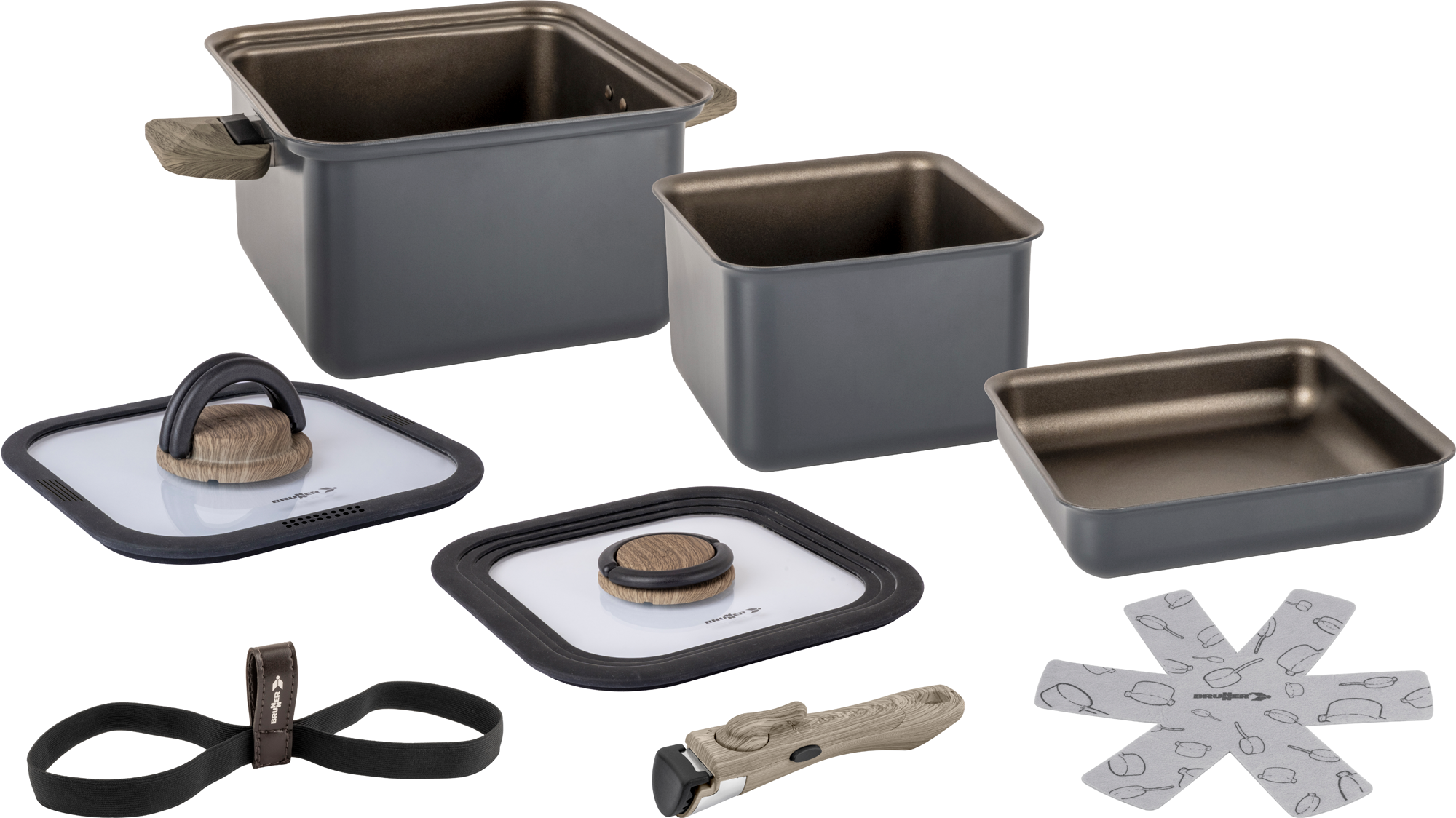 Kit Camping Burkfeeg 9 Pièces – Casseroles Inox 304 Empilables, Poignées Pliantes, 2-3 Personnes, Sac De Transport Inclus