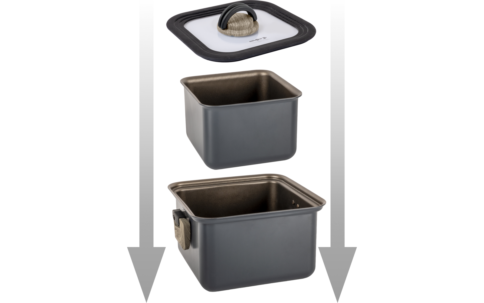 Produktbild Brunner Torralta Square Kochtopfset  6-teilig Aluminium stapelbar und antihaft 1