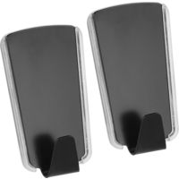 Metaltex pullCLEAN Inox adhesive hooks trapezoidal 2 pieces black