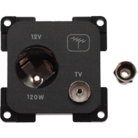 Inprojal System 10.000 Kombi Steckdose 12V mit TV  5 mm schwarz