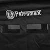 Schwarzer Stoff mit weißem „Petromax“-Schriftzug, rundem Emblem links und zwei rechteckigen Netzöffnungen darunter