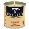 Eine brennende Duftkerze in einer Dose mit der Aufschrift 'Fever-Tree Better Than Citronella'