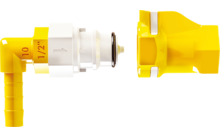 319661 208063 443755 423976 644417 216267 - Lilie Push-and-Connect Ventiladapter Schnellkupplung Weissgelb inkl. Absperrfunktion