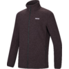 Dunkelbraune, durchgehende Reißverschlussjacke mit Stehkragen, zwei seitlichen Reißverschlusstaschen und kleinem weißen Logo auf der linken Brust