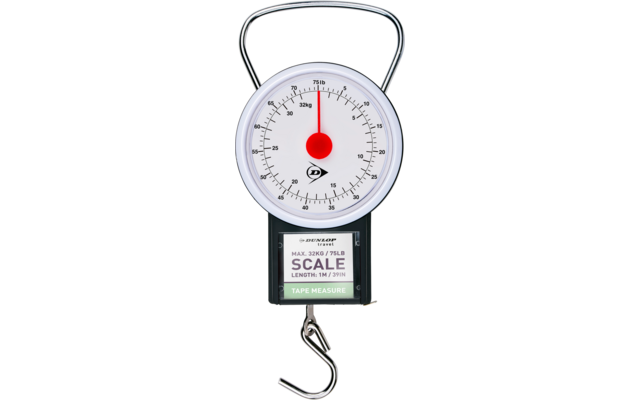 Product afbeelding Dunlop Gep&auml;ckwaage analog mit integriertem Ma&szlig;band bis 32 kg 1