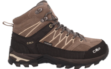 Brauner knöchelhoher Wanderschuh mit Schnürung, schwarzer Zehenkappe, profilierter schwarzer Sohle und seitlichem CMP-Logo