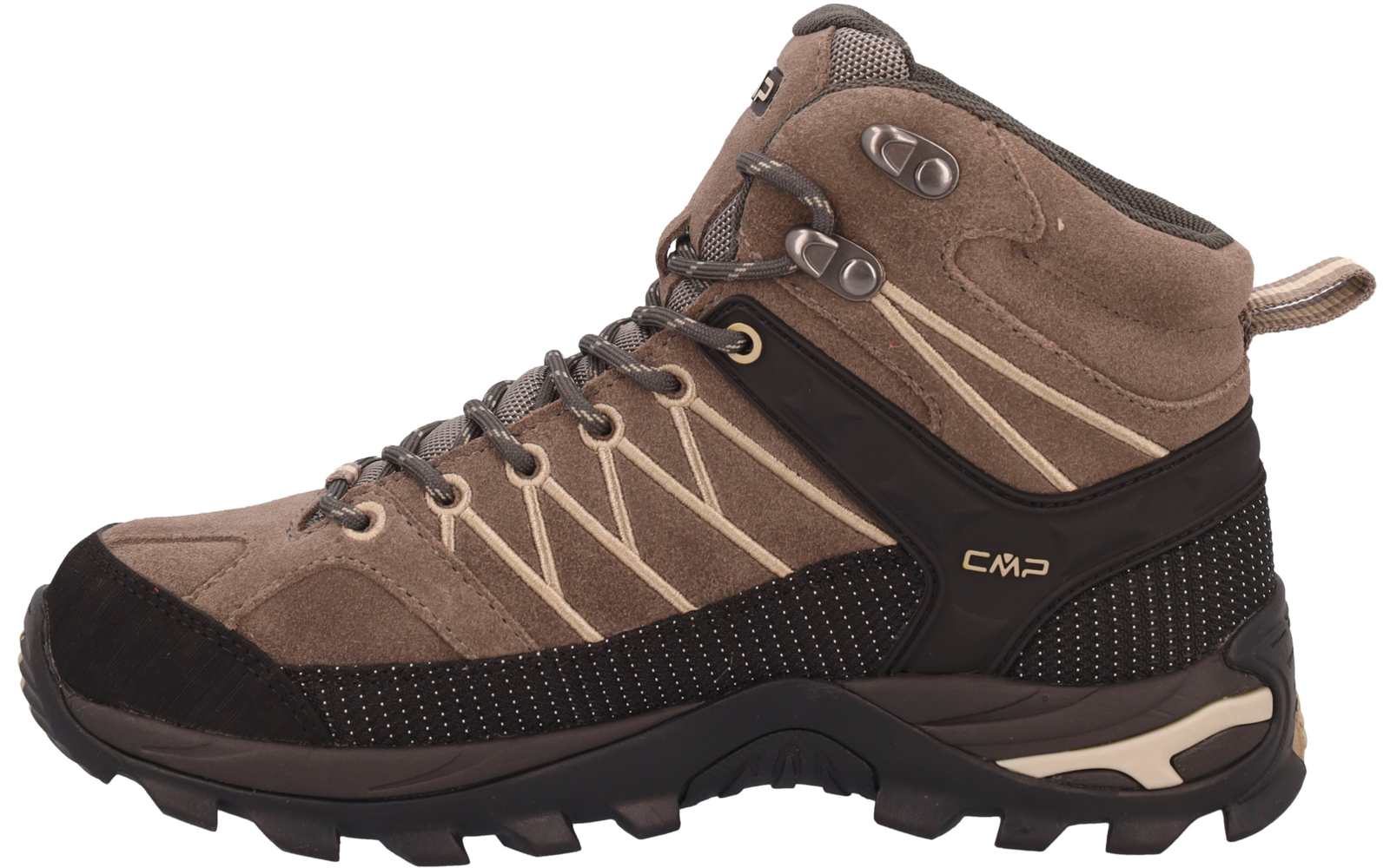Brauner knöchelhoher Schuh mit Schnürsenkeln, profilierter Sohle und verstärkter Spitze und Ferse