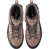 Zwei braun-beige Wanderschuhe von oben, geschnürt, mit schwarzen Sohlen, Zugschlaufen an der Ferse und sichtbarem 'CMP'-Logo auf den Zungen