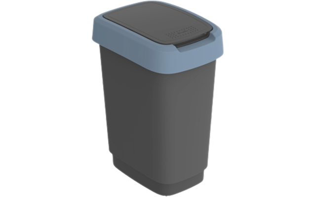 Rotho Twist waste garbage can with swing and hinged lid 10 liters horizon blue
