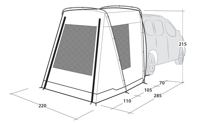 Outwell Dunecrest S awning / rear tent for minicamper Green