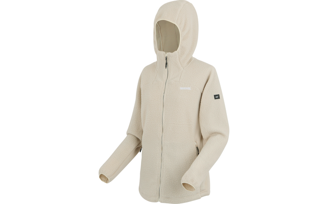 Beige Damenjacke mit Kapuze und Reißverschluss