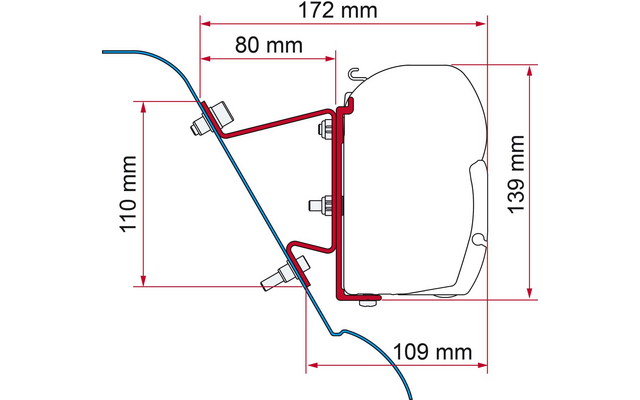 Product afbeelding Fiamma Kit Mercedes Sprinter H3 VW Crafter H3 Markisenadapter f&uuml;r F45 Ersatzteilnummer 98655-591 1