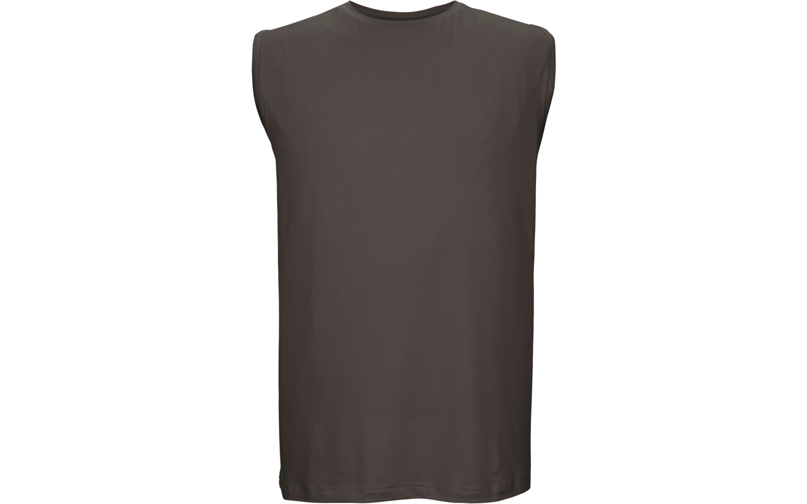 Ärmelloses einfarbiges dunkles Tanktop vor weißem Hintergrund