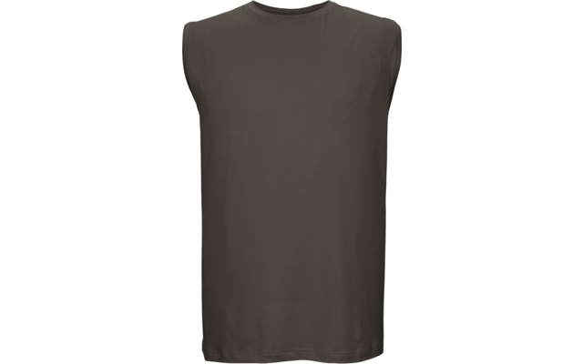 Ärmelloses einfarbiges dunkles Tanktop vor weißem Hintergrund