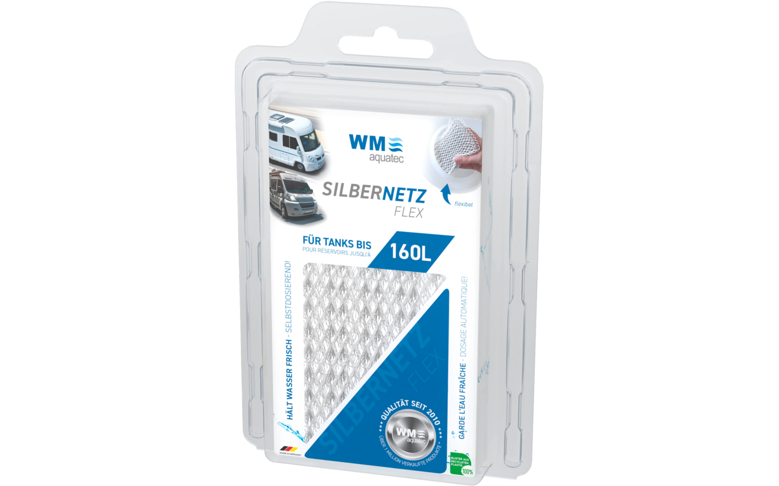 Produktverpackung mit Silbernetz Flex für Wassertanks bis 160 Liter