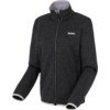 Dunkelgraue Fleecejacke mit durchgehendem Reißverschluss, Stehkragen und weißen Bündchen