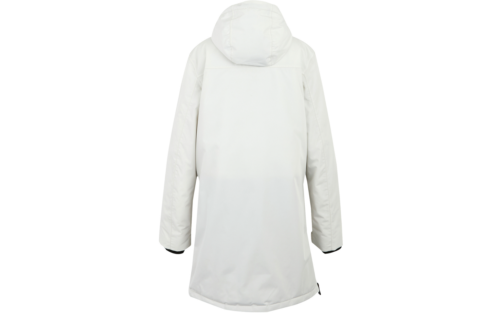 Weiße Jacke mit Kapuze von hinten