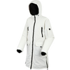 Weiße, lange Kapuzenjacke mit Reißverschluss und schwarzen Details