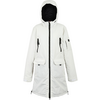 Weiße gefütterte Winterjacke mit Kapuze und Reißverschluss