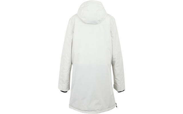 Weiße Jacke mit Kapuze von hinten