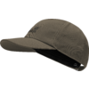 Olivgrüne Baseballkappe mit gebogenem Schirm, sichtbaren Nähten und schwarzem Innenfutter