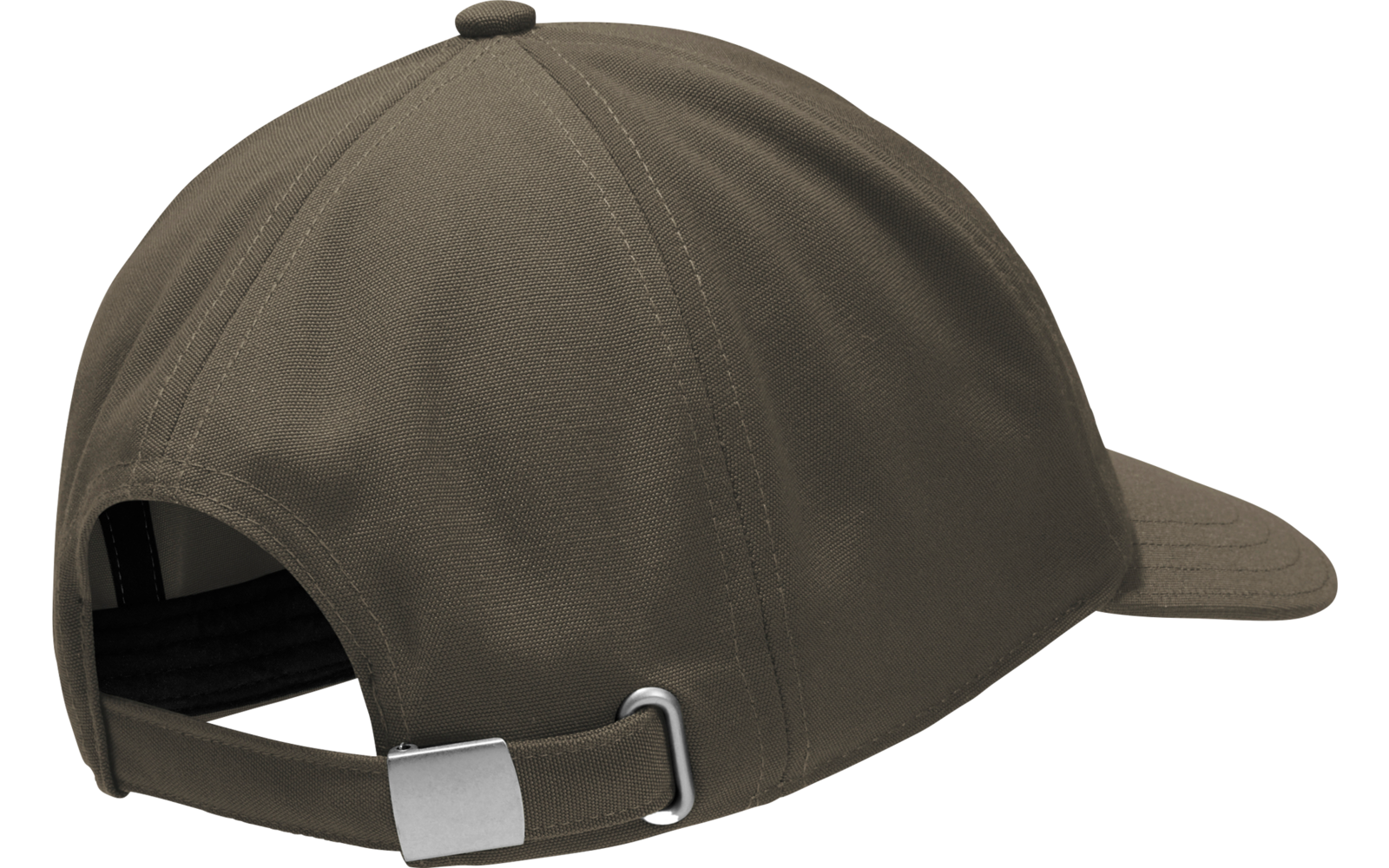 Braune Baseballkappe, Rückansicht, verstellbarer Riemen mit Metallverschluss