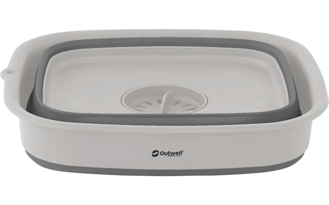 Rechthoekige inklapbare plastic waskom in grijs en wit