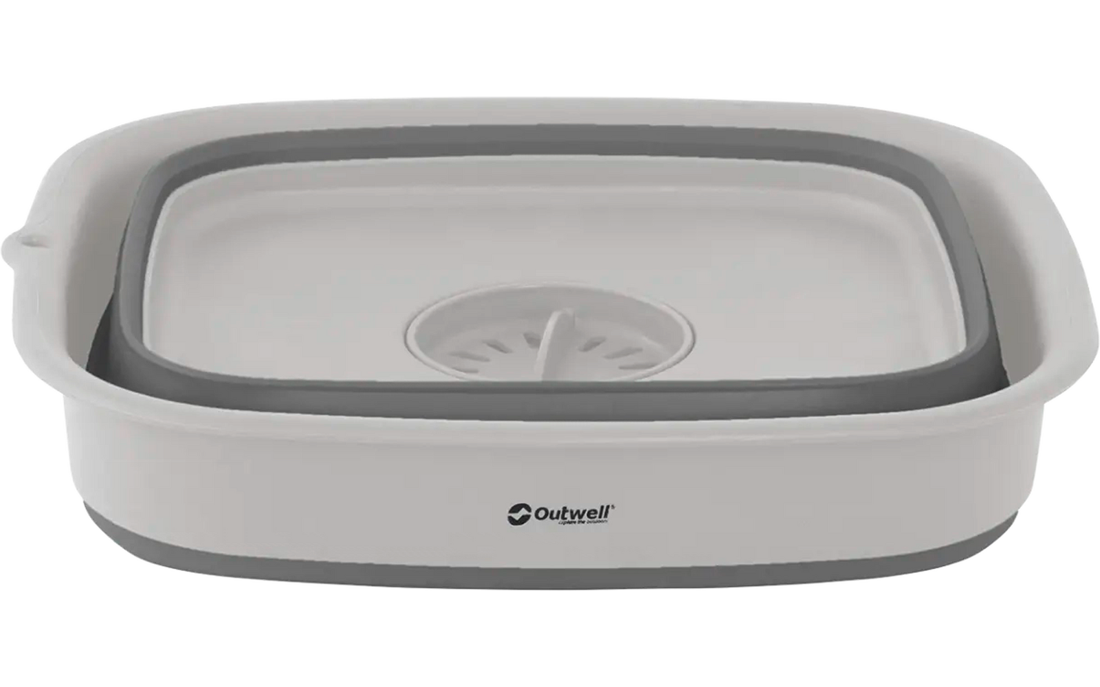 Rechthoekige inklapbare plastic waskom in grijs en wit