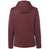 Rückansicht einer bordeauxroten Jacke mit Kapuze