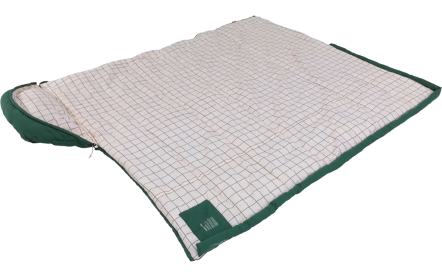 Weiße Decke mit grünem Rand und kariertem Muster