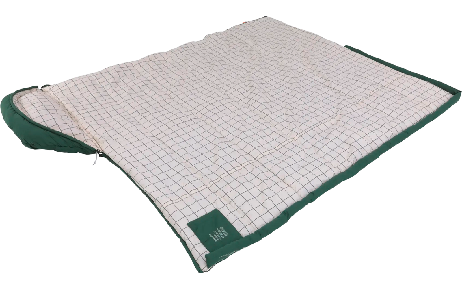 Weiße Decke mit grünem Rand und kariertem Muster