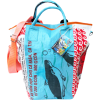 Beadbags tampenjan all purpose draagtas wit/blauw klein