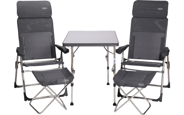 Crespo AL/213 CTR Tisch, 2 Stühle + 2 Beinauflagen