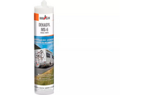 White sealant and adhesive product Dekasyl MS-6 by Dekalin with image of a motorhome
