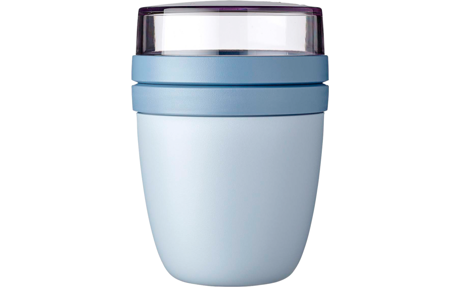 Blauer Thermobecher mit silbernem Deckel