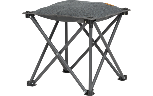 Klapphocker mit grauem Sitz und schwarzem Metallgestell