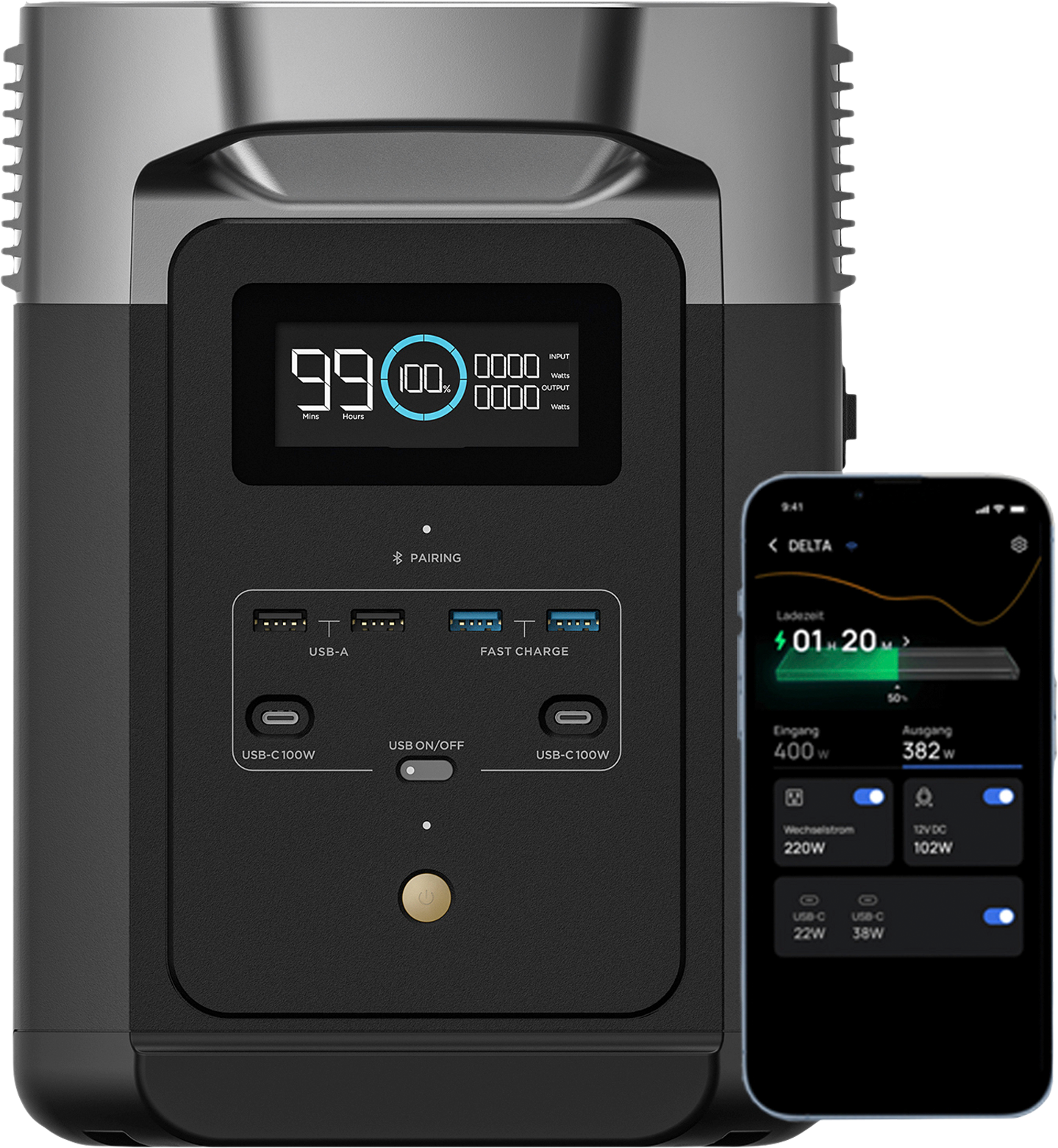 EcoFlow Delta 2 Portable power station 1 kWh 1,800 W - Berger Camping