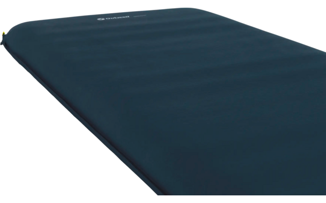 Donkerblauwe opblaasbare slaapmat op witte achtergrond