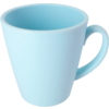 Hellblaue Tasse mit Henkel auf weißem Hintergrund