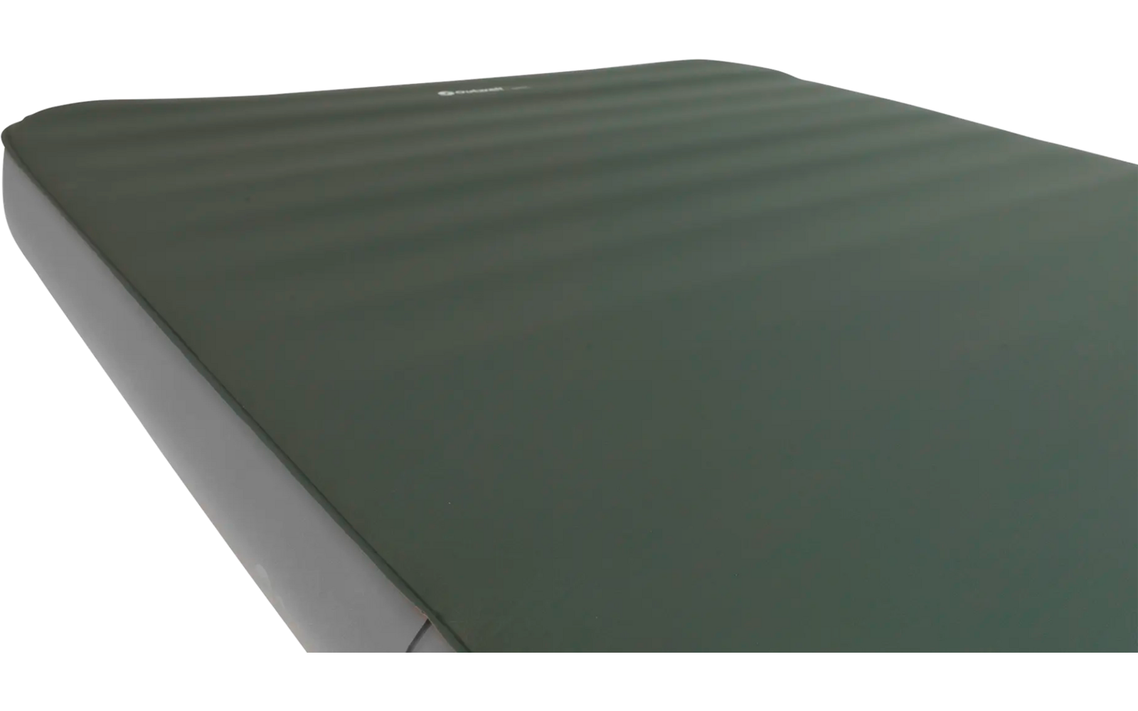 Donkergroen matras met grijze rand, schuin van boven gefotografeerd