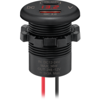 Wentronic Dualer Einbaucharger USB-A und USB-C mit Schnellladetechnik und LED- Anzeige 12 V / 24 V 